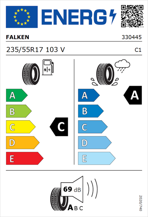 Tyre Label for Falken Ziex  ZE310 Ecorun 235/55R17 103V