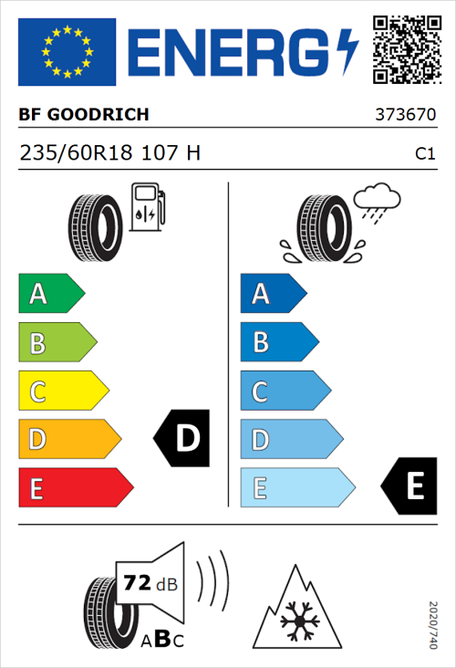 Tyre Label for BF Goodrich Trail-Terrain T/A 235/60R18 107H