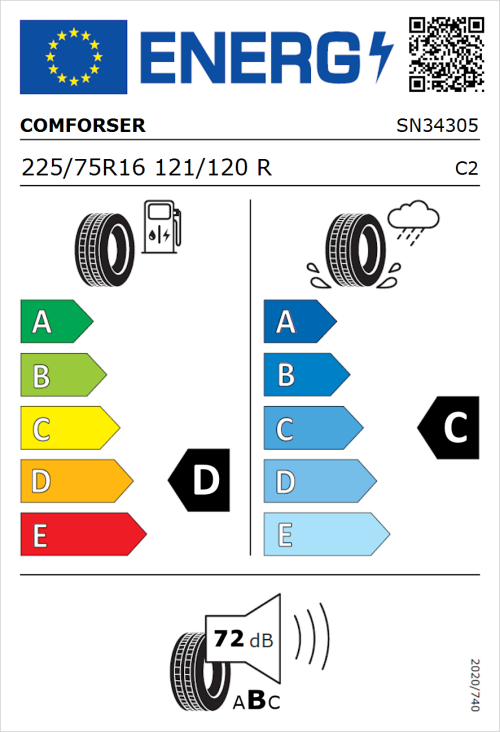 Tyre Label for Comforser CF300 225/75R16 121/120R